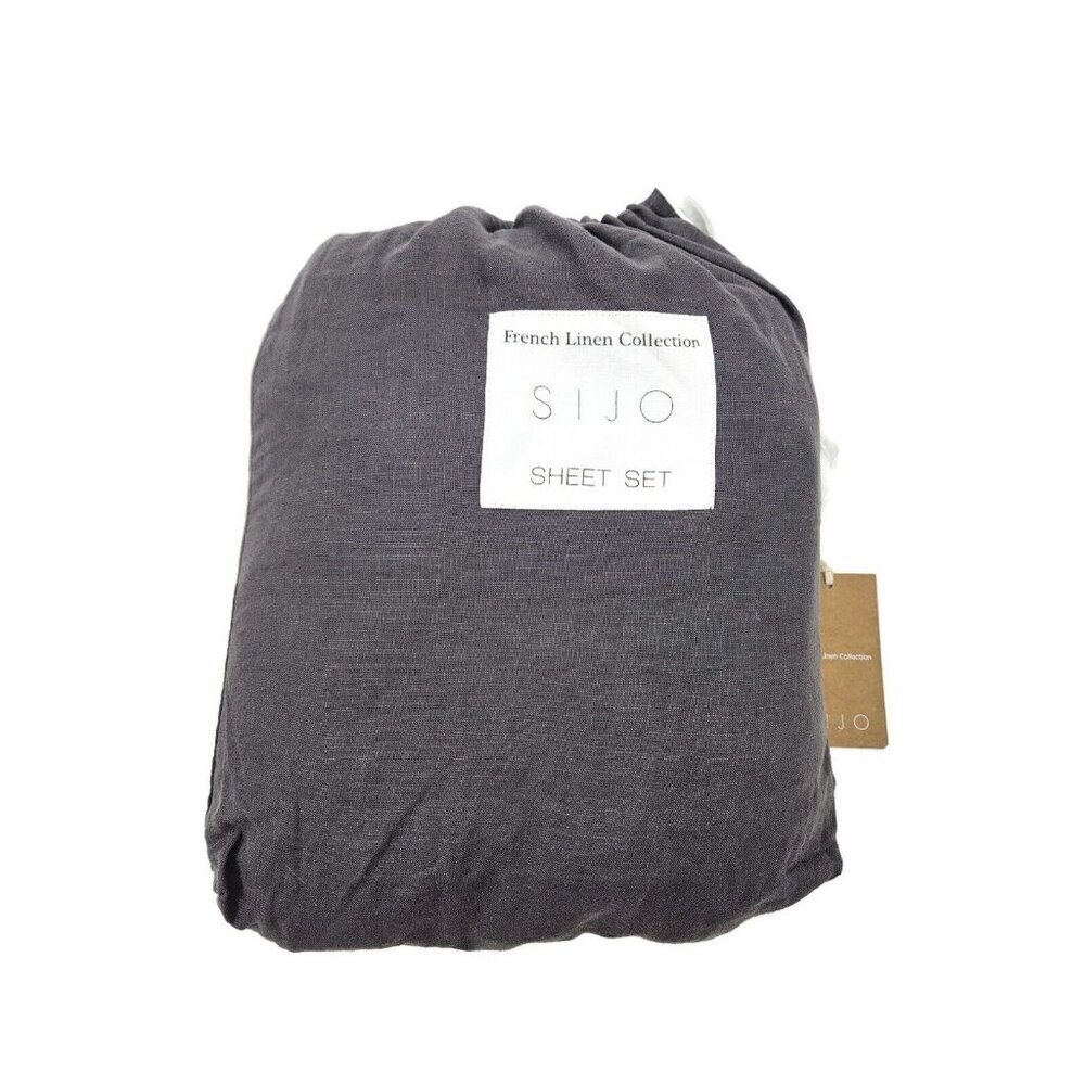 New Sijo Slate Grey Sheet Set King Size Fitted Sheet Two Pillowcases